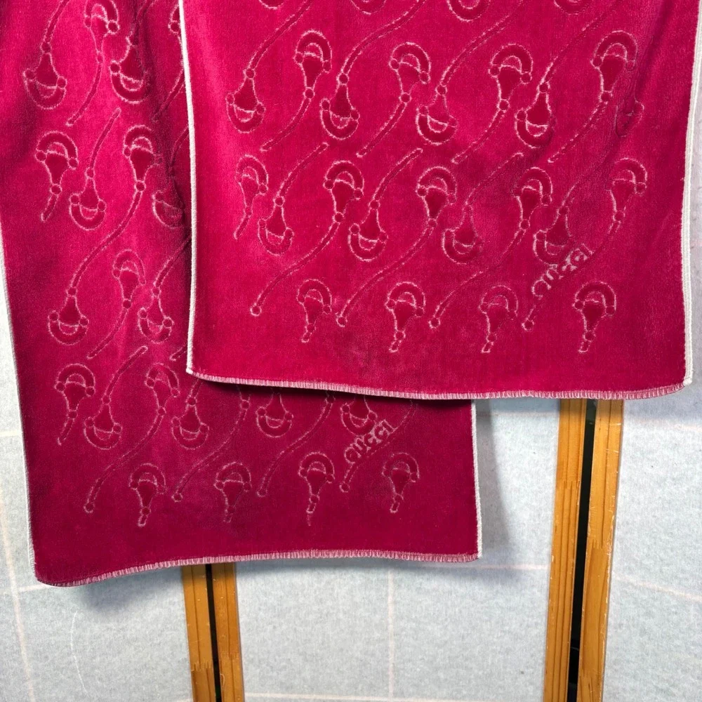 Vintage Gucci‎ Towel Set 5 Piece Burgundy Cotton Horsebit Stirrup Monogram Auth